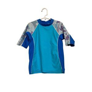 Blue swim sun shirt spf rashguard girls size 7-8
